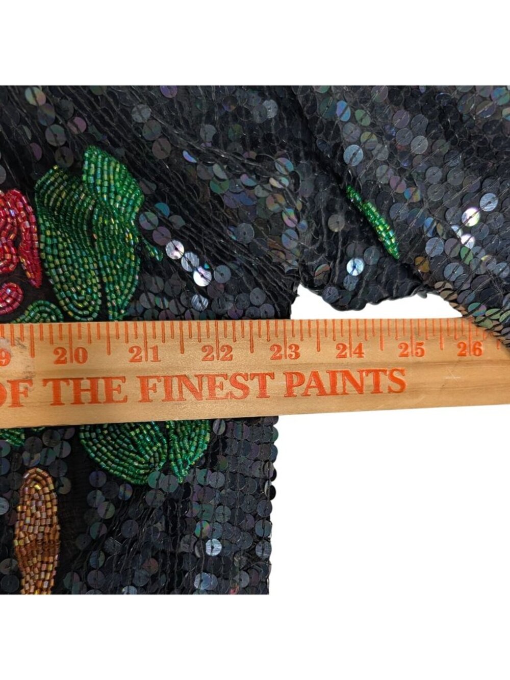 Vintage Black Sequin Kimono Floral & Flamingo Beaded Embroidery Open Front One S - Picture 5 of 15